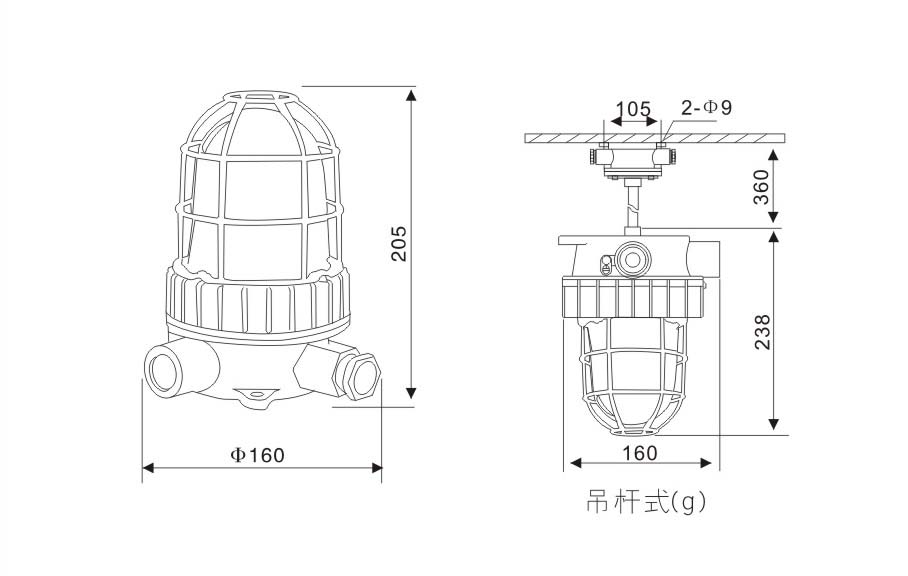 BBJ防爆聲光報警燈尺寸圖 BBJ防爆聲光報警燈尺寸圖