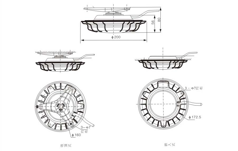 固態(tài)免維護頂燈尺寸圖 固態(tài)免維護頂燈尺寸圖