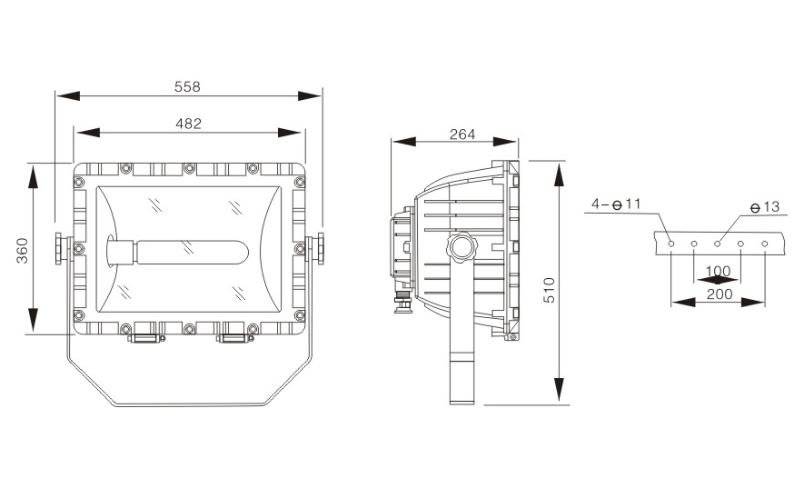 免維護節(jié)能防爆泛光燈尺寸圖