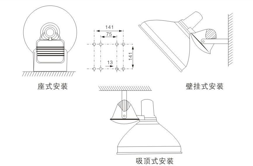 ZT6900防水防塵防震投光燈尺寸圖 ZT6900防水防塵防震投光燈尺寸圖