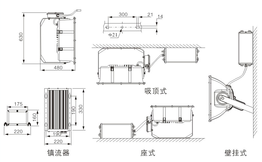 NTC9270高效投光燈尺寸圖 NTC9270高效投光燈尺寸圖